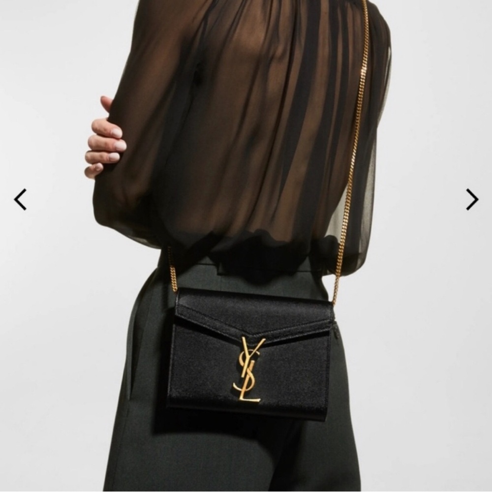 Saint Laurent Black Leather Wallet on Chain